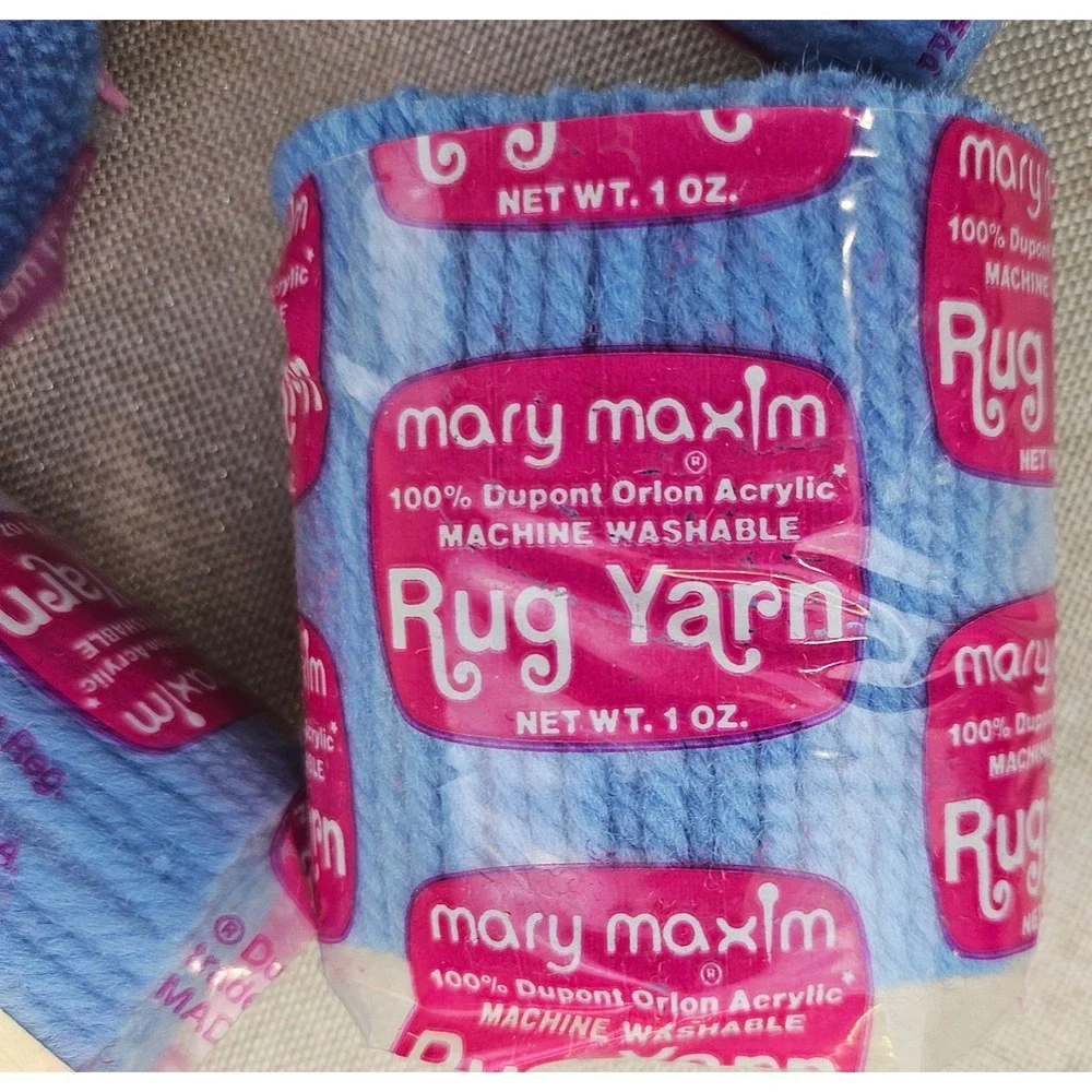 Mary Maxim Rug Yarn Lot 10 Bundles Light Blue 100% Orlon Acrylic Vintage Pre-Cut